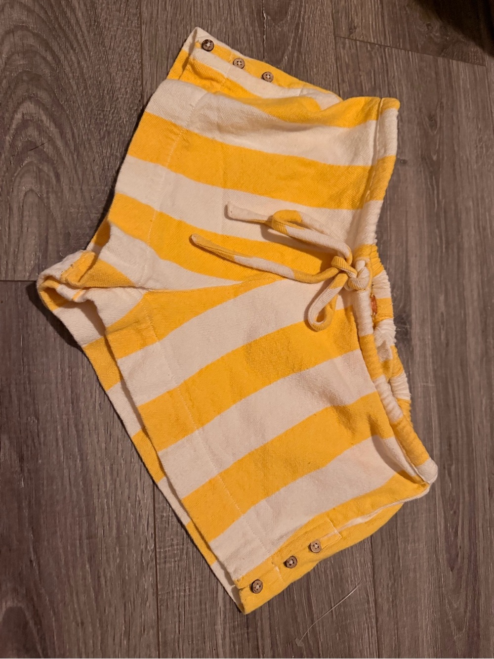 Free People Yellow and Cream Striped Terry Shorts